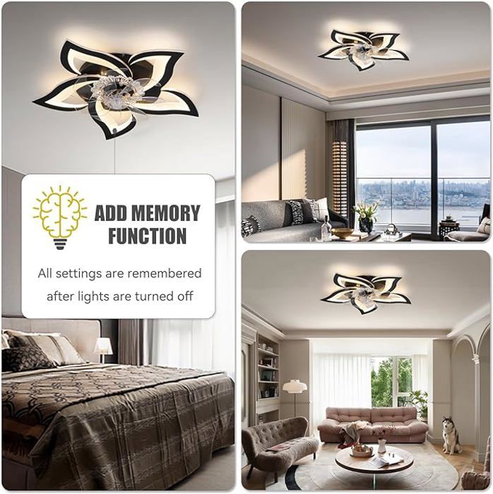 Ventilateur De Plafond Avec Lumière LED - 6 Vitesses Silencieux, Réversible, Télécommande - Pour Chambre Et Salon