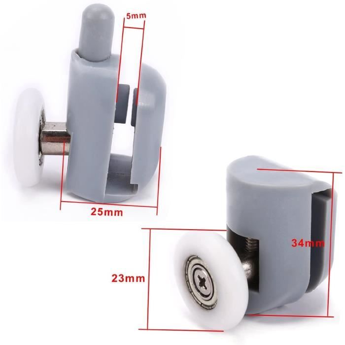 Roulettes Pour Porte De Douche - 23mm - Galet - Lot De 8 - Fixation à Vis - Bricolage