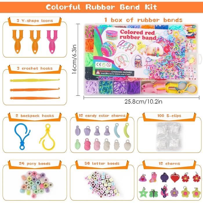 ROSHUKG Kit 14500 Élastiques Bracelets Colorés Avec Récipient 3 Couches - Créativité Enfants