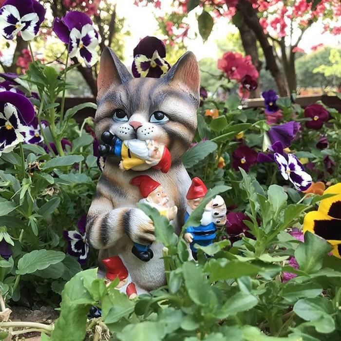 Figurine De Chat En Patine Pour Clôture - 20x18 Cm, Décor De Jardin Résistant Aux Intempéries, Fait Main