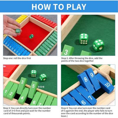 Jeu Shut The Box En Bois – 1 à 10 – Dés – éducatif Maths – Famille/pubs – Surface Lisse – Flanelle – Cadeau