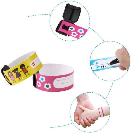 Lot De 3 Bracelets SOS Enfant - Imperméables, Personnalisables