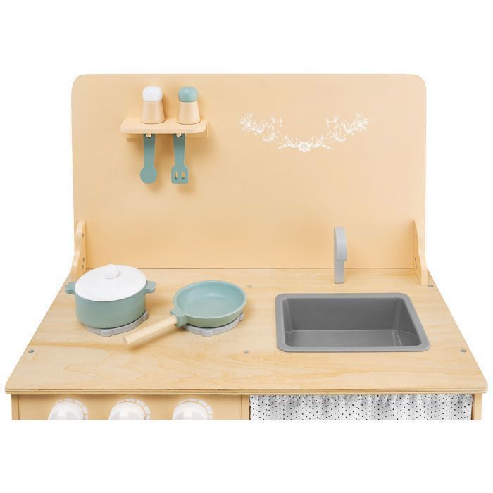 Mamabrum Cuisine En Bois Interactive 3 Ans+ – Avec Lave-Linge, Lave-Vaisselle, Tableau à Craie, Lumière & Sons – Kitchenette Complète Pour Enfants Fille & Garçon