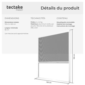 Moustiquaire Enroulable Verticale 120 X 170 Cm, Couleur Marron - Avec Pochette - HDC01593