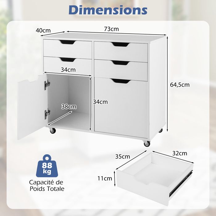 Caisson De Bureau Mobile, Verrouillable, Avec 4 Tiroirs, Rangement Pour Documents Et Papeterie Pre Assemble 45 1 X 39 X 69 3 Cm Noir Encre 92098039