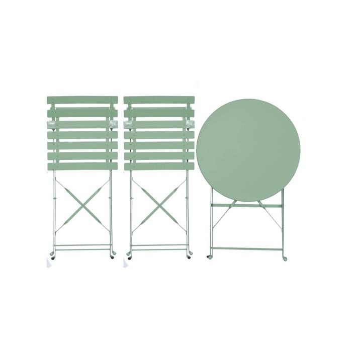 Table ronde de jardin bistrot en métal beige TRIESTE