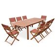 Salon de jardin en bois extensible - Almeria - table 180/240cm avec rallonge. 2 fauteuils et 6 chaises. en bois d'Eucalyptus  huilé-0