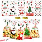 AMOUNE Sacs à biscuits, 100pcs Sacs de Biscuits Bonbons de Noël, Sachets de Transparent en Cadeau Noel avec 100pcs Cravates Torsadées
