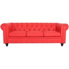 Canapé Chesterfield Rouge - MENZZO - 3 places - Classique - Intemporel - Cuir