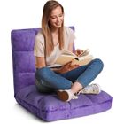 RELAX4LIFE Fauteuil Paresseux Réglable en 14 Angles,Chauffeuse Convertible en Molleton Corail Charge 120kg,105x57x15CM,Violet