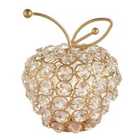 Pomme dorée 1 - Figurine de Collection en Verre Cristal, Coupe 3D, Fruits, Pomme, Poire, Ornements Brillants,
