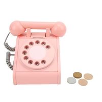 HURRISE Téléphone en bois - Jouet rétro enfant - Rose - Simulation d'appel