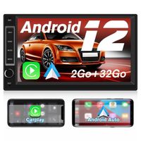 Junsun Autoradio 1 Din 2Go+32Go Android 12 avec 7'' Écran Tactile Carplay Android Auto FM RDS GPS