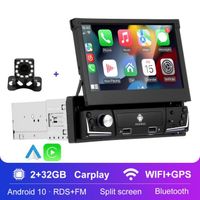 Autoradio 1 Din Navigation GPS 7 Pouces Écran Tactile Post Radio Voiture Bluetooth carplay avec USB SD AUX-in + Caméra de Recul