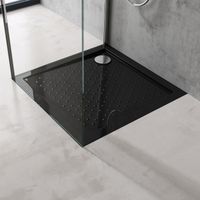 Sogood® Receveur de douche ultra plat bac à douche carré antiglisse acrylique noir 80X80X4cm Lucia1AR