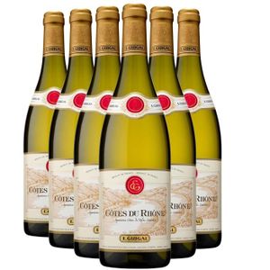 VIN BLANC Côtes du Rhône Blanc 2022 - Lot de 6x75cl - Maison Guigal - Vin AOC Blanc de la Vallée du Rhône - Cépages Viognier, Roussanne,