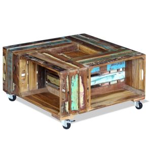 TABLE BASSE Table basse en bois de récupération massif 70 x 70 x 35 cm - DIOCHE - YW Tech DIO7734921008328