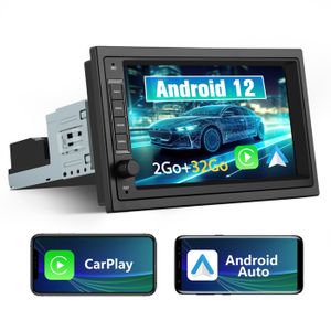 AUTORADIO Junsun Autoradio 1 Din 2Go+32Go Android 12 avec 7'' Écran Tactile Carplay Android Auto FM RDS GPS