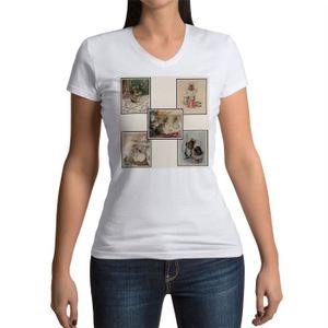 T-SHIRT T-shirt Femme Col V Famille Souris Tittlemouse Illustration Enfant Beatrice Potter