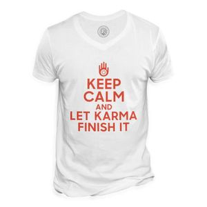 T-SHIRT T-shirt Homme Col V Keep Calm and Let Karma Finish