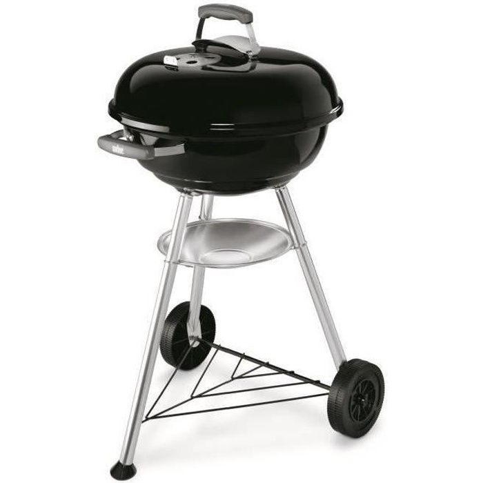 Barbecue à charbon GEORGES - Grille en acier chromé - Surface de cuisson :  54 cm - Noir - Cdiscount Jardin