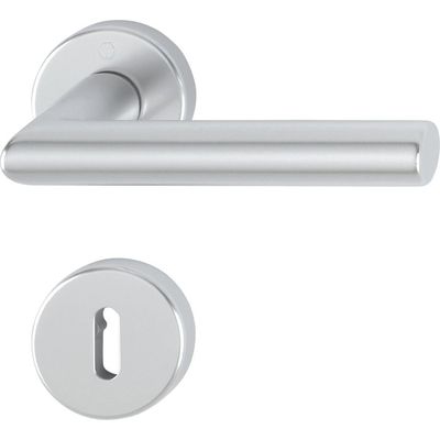 Poignée De Porte Sur Rosace Ronde Laiton Satiné Clair - Clè L