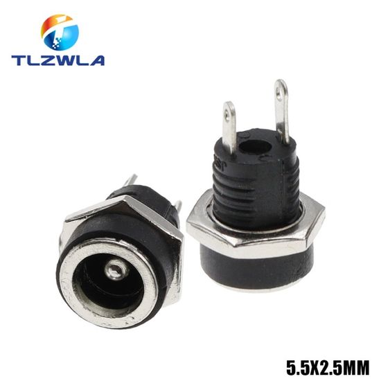 10 Prese DC Jack Femmina 5.5x2.1mm Con Tappo Impermeabile + 10 Spine Maschio DC Per Montaggio A Pannello, 3A 12V - 2
