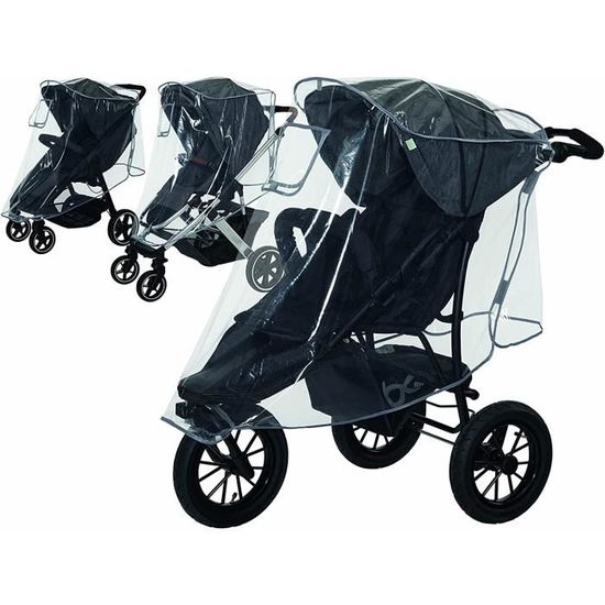 Housse De Pluie Poussette Universelle Imperméable PVC Transparent - Protection Bébé Anti-Pluie
