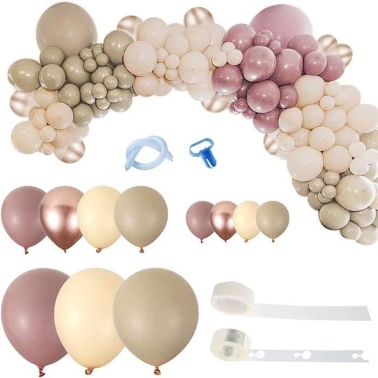 Lot De 60 Ballons En Latex 30,5cm - Couleurs Orange Rétro, Marron, Vert Sauge, Blanc Sable Et Doré - Pour Décorations Fête