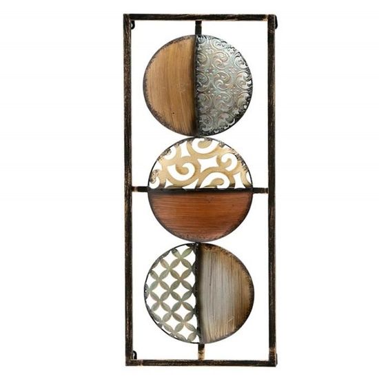Déco Murale Métal Rouge-gorge Et Fleurs - Ornement Pour Porte Ou Mur, 25x25 Cm, Résistant Aux Intempéries, Installation Facile