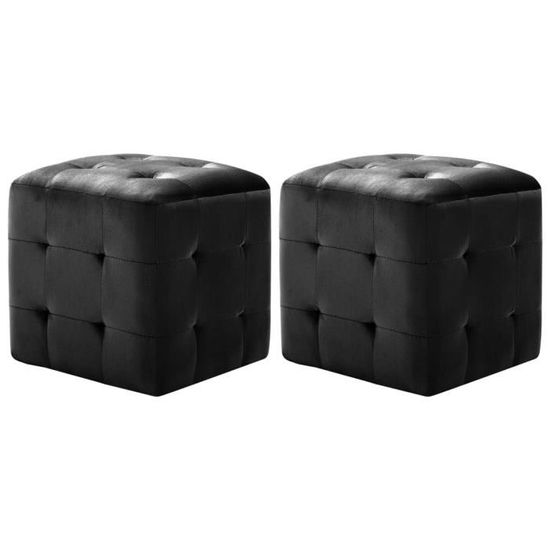 2 pcs Tables de chevet Lot de 2 chevets Scandinave Contemporain Table de nuit chambre- Noir 30x30x30 cm Tissu velours♫●3601