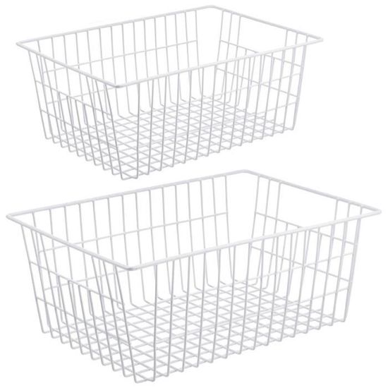 Lot De 2 Bacs De Congélation En Fil Métallique - Panier Rangement Congélateur 45x24.5x20 Cm, Organisateur Viande Et Aliments