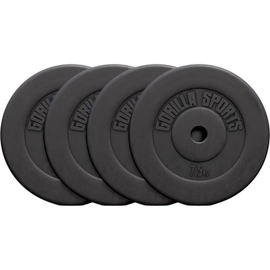Disques De Poids Gorilla Sports Caoutchoutés – 1,25 Kg à 25 Kg, Alésage 30/31 Mm, Pour Haltères Et Fitness