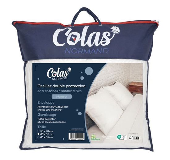 COLAS NORMAND Anti-Milben Kissen – 50x70 Cm, Flauschige Mikrofaser, Waschbar, Made In France