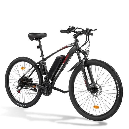 Vélo électrique 27.5" 250W 36V 13Ah - VTT Électrique - Shimano 7 vitesses - 3 Modes de conduite - Adulte - Noir