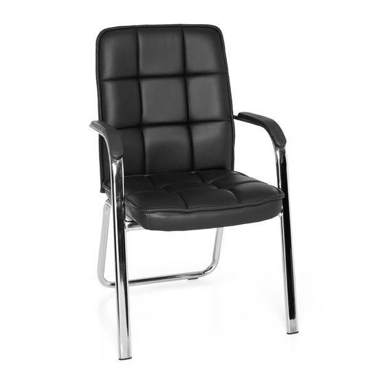 Chaise Visiteur Bureau Advie V - Similicuir Noir, Piétement 4 Pieds, Accoudoirs, Charge 110 Kg