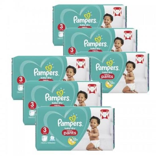208 Couches Pampers Baby Dry Pants taille 3