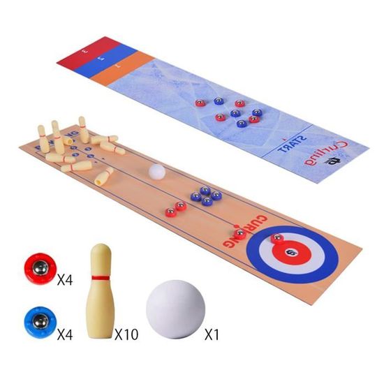 Jeu De Curling De Table 3 En 1 Enkomy - Bowling, Curling Et Palets Pour Famille