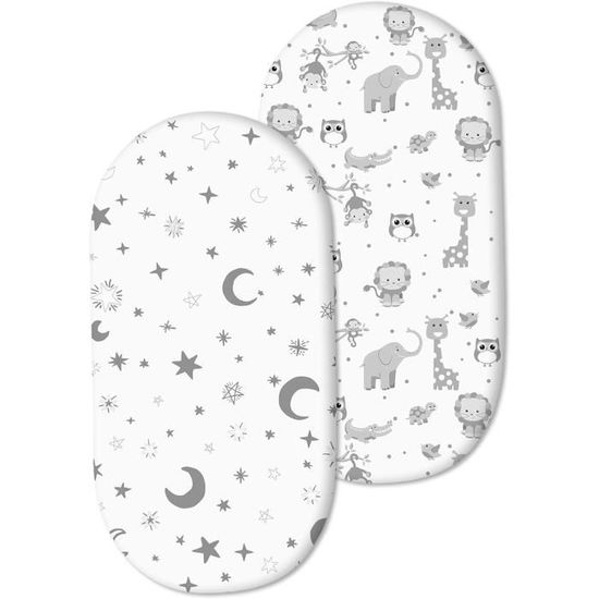 Lotto 2 Lenzuola Con Angoli Per Carrozzina/Culla - Taglia Universale 75x33cm, Tessuto Silenzioso OEKO-TEX - Foto 4