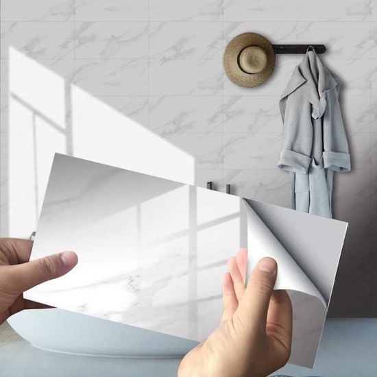 Rectangle Adhésive Décorative à Carreaux Pour Salle De Bains Et Cuisine Stickers Carrelage Motif De Marbre 3d Mosaique Impermeables Adhesive Decoration 30x15cm Anthracite16pieces 72116997
