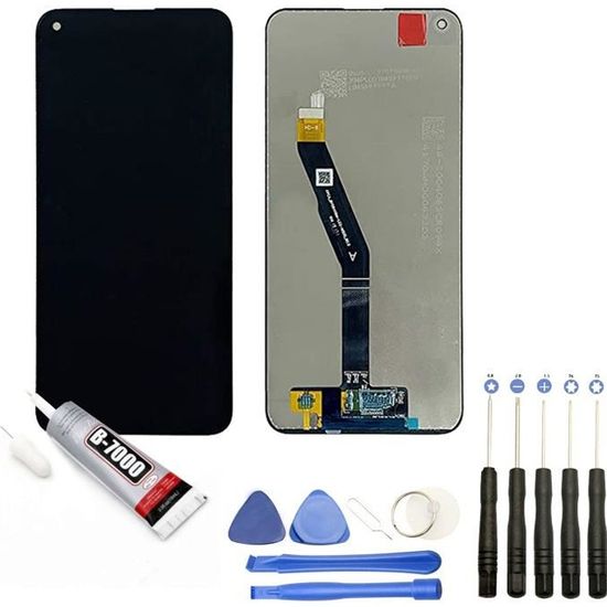 Vitre tactile + ecran LCD compatible avec Huawei P40 lite E taille 6.39" bleu + Kit outils + Colle B7000 Offerte