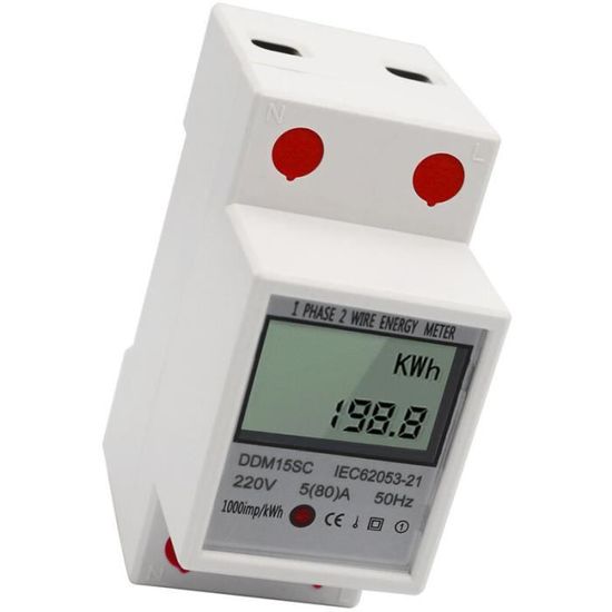 Compteur D'énergie Monophasé - Courant Max 100A, Sortie Impulsion 800 Imp/kWh, Montage Rail DIN 35mm