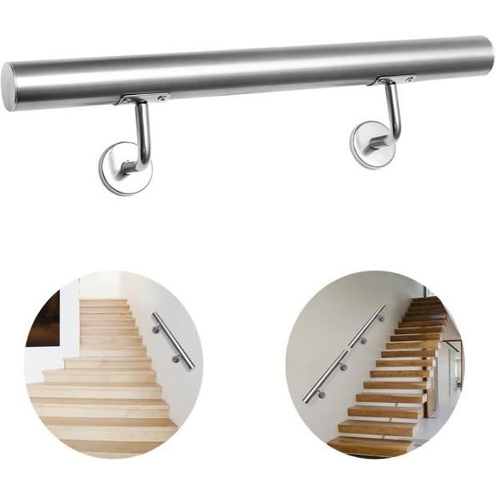 Hengda Main courante d'escalier 160cm, rampe d'escalier en inox diamètre 42mm, usage intérieur et extérieur