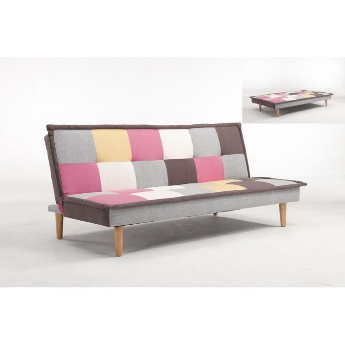 Banquette clic clac design 3 places multicolore