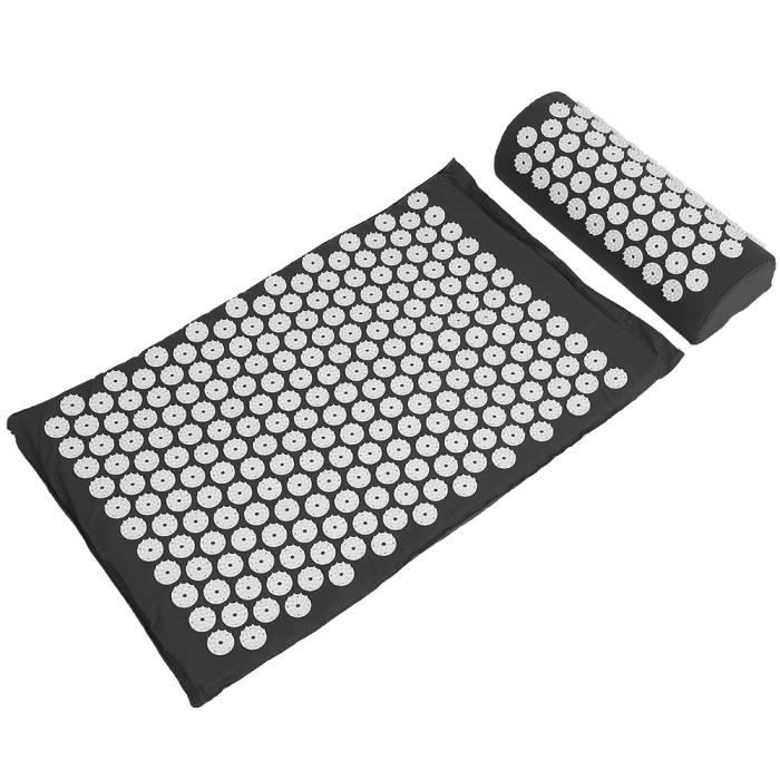 LUXS Kit Tapis d'Acupression Noir 67x42cm, Tapis de Massage en Coton, Tapis de Yoga d' Acupuncture, Soulagement et Détente