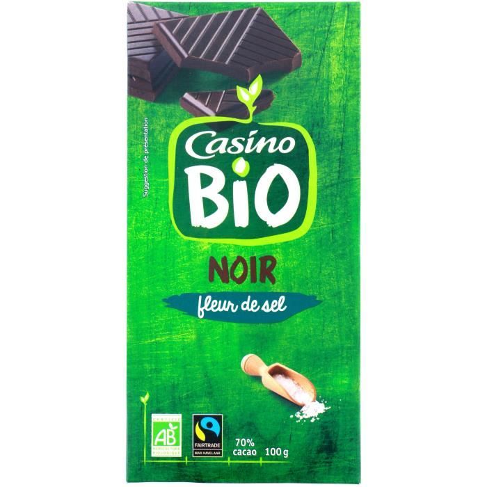 CASINO Chocolat Noir Fleur de sel Bio - 100G