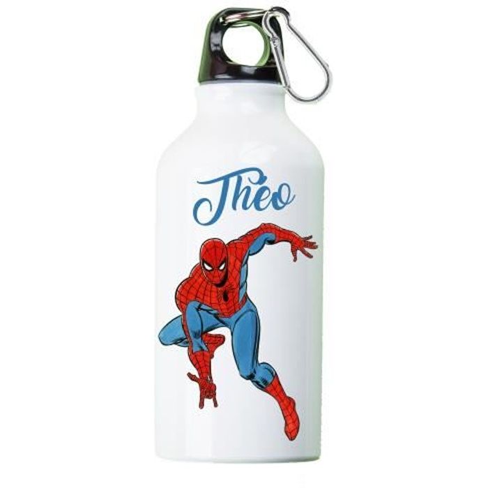 Gourde Aluminium Spiderman "Choisissez votre prénom"|Gourde sans BPA , Bouteille d'eau , Gourde à personnaliser, Gourde enfant