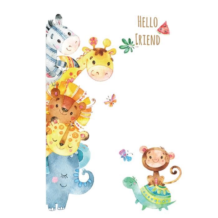 1 PC bricolage amovible créatif Peel and Stick aquarelle animaux dessin animé mur autocollant stickers muraux papier peint
