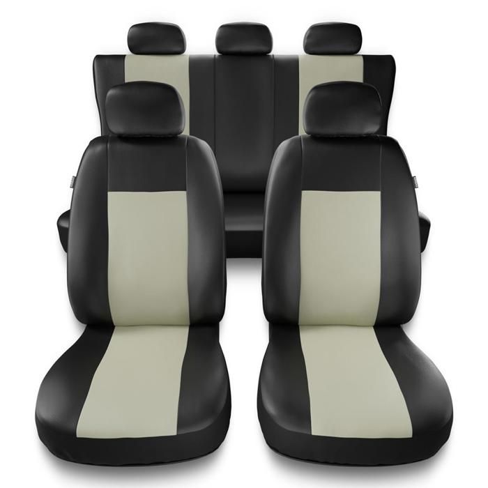 CM-BE Beige - Housses de sieges universelles compatibles avec RENAULT CLIO 2 3 4 II III IV (simili cuir) PU7328
