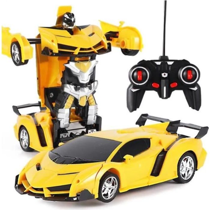 Voiture Voiture De Sport Modifié Robot Modèle Télécommande Déformation Voiture Télécommande Transformateurs Jouet Voiture -Jaune